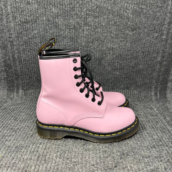 Dr. Martens 26425 Pink Patent Leather Combat Lace Up Boots Women’s Size 5 US - Picture 1 of 8